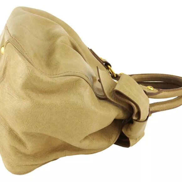 miu miu handbag ribbon beige leather Authentic USED B1221 - Picture 4 of 11